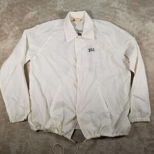 VTG‎ Chalk Line Mens XL White Button Up Coaches Jacket Chain Stitched Look